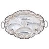 Service Tray, Mexico, 20th century, VIGUERAS Sterling Silver 0.925, Oval, lobed and carved edge, 1675 g