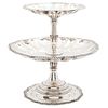 Fruit Platter, Mexico, 20th century, ORTEGA Sterling Silver 0.925, Two tiers, carved edges, stepped base, 3166 g