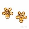 Antique Gold and Citrine Pansy Earrings, 6.1 dwt, lg. 15/16 in.