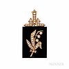 Victorian Gold, Onyx, and Split Pearl Lily of the Valley Pendant, lg. 2 1/4 x 1 1/8 in.