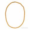 14kt Gold Bead Necklace, each bead measuring approx. 6.40 mm, 10.0 dwt, lg. 16 3/4 in.