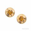 Retro Tiffany & Co. 14kt Gold and Citrine Screw-back Earrings, 3.8 d dwt, dia. 5/8 in., signed.