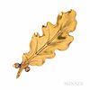 14kt Gold Oak Leaf Brooch, 7.7 dwt, lg. 3 in.