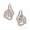 Platinum and Diamond Earrings, set with full-, single-, and baguette-cut diamonds, approx. total wt. 2.00 cts., 8.8 dwt, lg. 1 1/8 in.