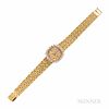 Omega Watch Co. Gold and Diamond Wristwatch, the 14kt gold case with diamond bezel, 23 x 23 mm, manual-wind movement, joined to an 18kt