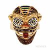 18kt Gold and Enamel Mardi Gras Mask Ring, 6.6 dwt, size 7 1/2. Note: According to the consignor, the ring was specially made for a Mar