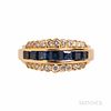 Oscar Heyman 18kt Gold, Sapphire, and Diamond Ring, with channel-set sapphires and full-cut diamonds, size 6 3/4, no. 29969, signed.