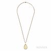14kt Gold and Opal Pendant, bezel-set with a large pear-shape cabochon opal measuring approx. 32.00 x 20.00 mm, with chain, lg. 1 5/8,