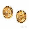 18kt Gold and Citrine Earrings, 11.3 dwt, lg. 1 x 13/16 in.