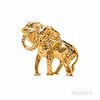 14kt Gold Elephant Brooch, with ruby eyes, 6.2 dwt, lg. 1 3/8 in.