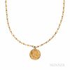 14kt Gold Chain and St. Christopher Pendant, 9.1 dwt, lg. 17 1/2, dia. 13/16 in.