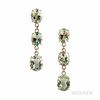 14kt Gold and Green Amethyst Earrings, 5.1 dwt, lg. 1 5/8 in.
