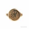 14kt Gold and Ancient Coin Swivel Ring, bezel-set with a coin of Alexander Yanai, 4.3 dwt, size 6. Note: Accompanied by a certificate o