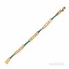 14kt Gold and Opal Inlay Bracelet, 12.6 dwt, lg. 7 1/16, wd. 1/4 in.