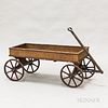 Painted and Stenciled "Paris Coaster" Wagon, ht. 18, lg. 40, dp. 18 in.