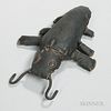 Stuffed Leather Folk Art Beetle, America, early 20th century, with button eyes, lg. 11 in.