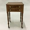 Late Federal Carved Mahogany Two-drawer Worktable, ht. 29 1/4, wd. 18, dp. 15 1/2 in.