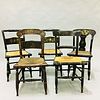 Five Painted and Stenciled Fancy Chairs, 19th century, ht. to 35 in.