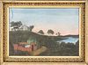 Framed Pastel View of Mount Vernon Overlooking the Potomac River, ht. 18, wd. 23 1/2 in.