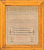 Framed "Martha Brownsort" Needlework Sampler, 1831, ht. 20 1/2, wd. 17 1/2 in.