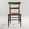 Green-painted and Carved Classical Side Chair, early 19th century, the crest with foliate designs centering a Union shield, rush seat w