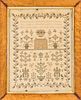 Framed Needlework Sampler, England, 1851, with pious verse, ht. 21, wd. 16 3/4 in.