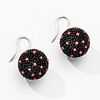 Wiener Werkstatte Black Beaded Ball Earrings with Coral