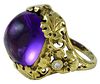 American Arts & Crafts Period  Ring By the Oakes Studios  Amethyst & Diamonds