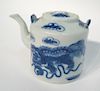 Chinese Blue & White Foo Lion Teapot