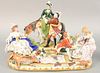 German porcelain figural group, picnic with game and figures. 11" x 16" x 8 1/2".