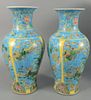 Pair of Chinese porcelain vases with blue background and dragons, ht. 17-1/2".