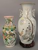 Two Chinese porcelain vases, Famille verte vase with enamelled phoenix birds along with Baluster vase painted with figures, 17-1/2" high. Provenance: 