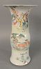 Chinese porcelain Famille verte trumpet vase, sleeve form with painted deer and figural landscape, six character mark on the underside, ht. 16".