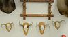 Group of four European mounts along with an antler decorated hat/coat rack.