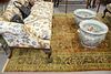 Oriental room size carpet, floral design, greens and browns, 8' x 10'.