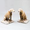 Pair of French Painted Composition Seated Dogs