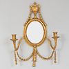 Pair of George III Style Giltwood and Gilt-Gesso Two-Light Sconces