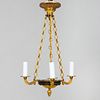 Empire Style Gilt and Patinated Bronze Three-Light Chandelier