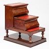 English Mahogany and Leather Bed Steps