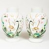 Pair of French Enameled Opaque Glass Vases