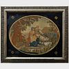 Pair of George III Painted Reverse Glass, Silk Painted, Embroidered and Chenille Pictures