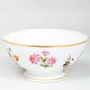 English Porcelain Gilt-Decorated Punch Bowl with Flower Sprays