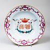 Chinese Export Famille Rose Porcelain Monogrammed Soup Plate