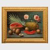 20th Century Schhol: Still Life with a Pineapple and Papaya