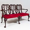 George II Style Carved Mahogany Three Chair Back Settee