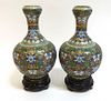 Pair Cloisonne Vases With Stands