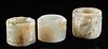 Lot of 3 Chinese Qing Dynasty Nephrite Archer Rings