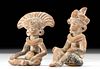 Lot of 2 Teotihuacan Pottery Seated Figures