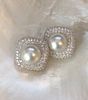 Ladies 18k White Gold, Diamond and Pearl Earclips