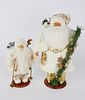 Two Santa Claus Saint Nicholas White Christmas Figures